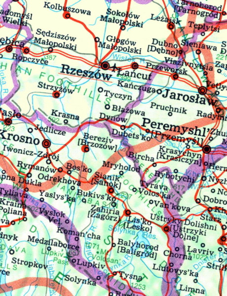 Image from entry Wislok River Map in the Internet Encyclopedia of Ukraine